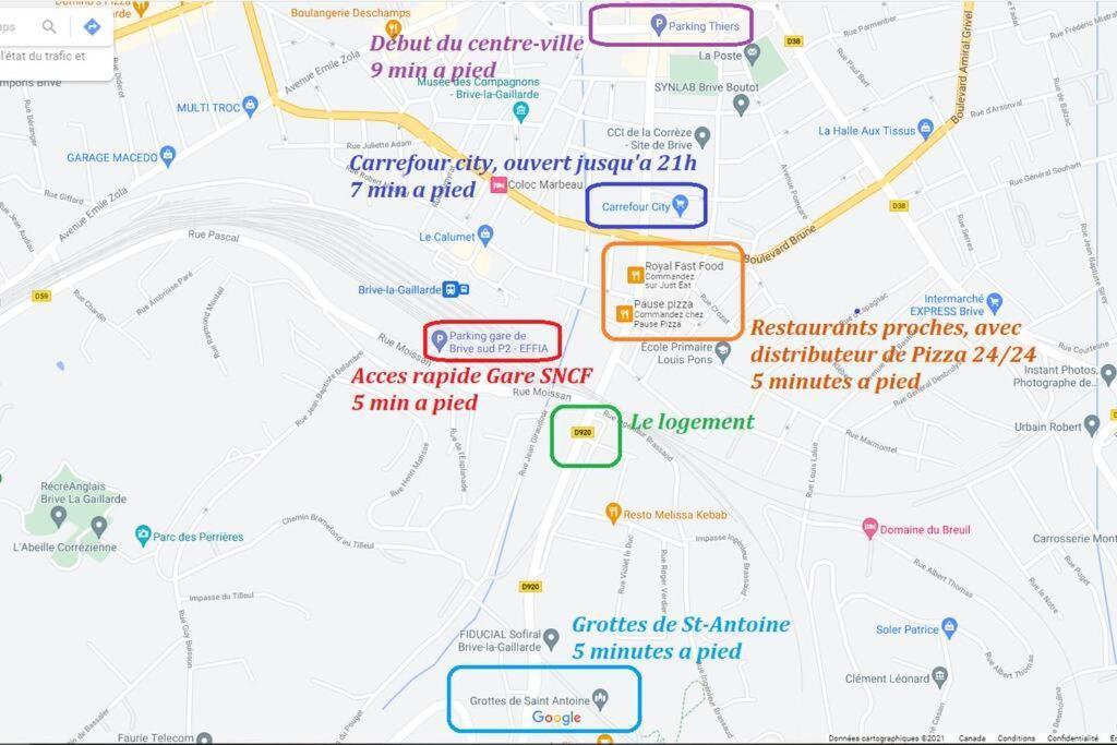 Logement A Brive Avec Terrasse Et Climatisation - Pres De La Gare Et Du Centre-Ville - Wifi Et Stationnement Gratuit Exterior foto